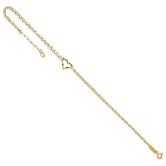 14k Double Strand Heart Anklet, Brand New - Picture 2 of 5